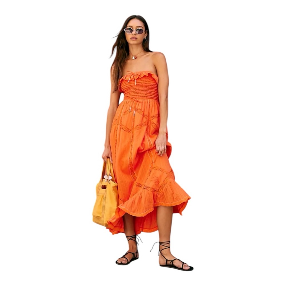 Free People / Hi Hello Midi Dress / Boho Flowy Midi Dress